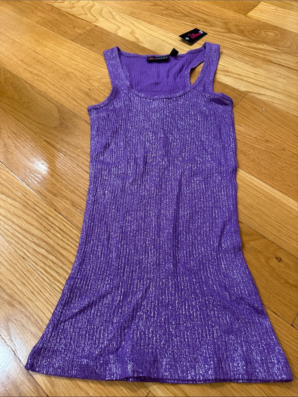 NWT Ultra flirt purple sparkly tank top size small.